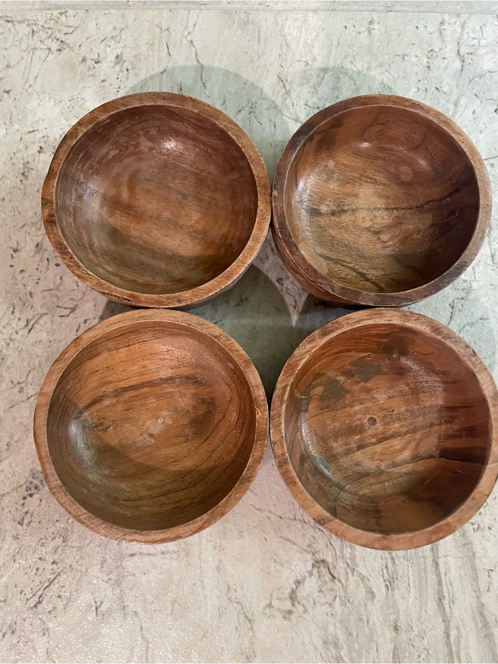 Handcrafted Wooden Serving Bowls - Natural Brown (Set of 4)